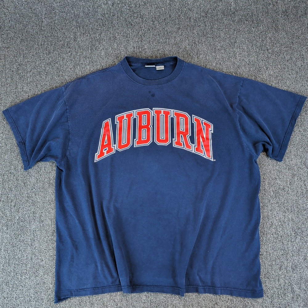 M.J. Soffe Vintage Auburn Tigers Natural Faded T-Shirt Men 2XL Blue Made in USA